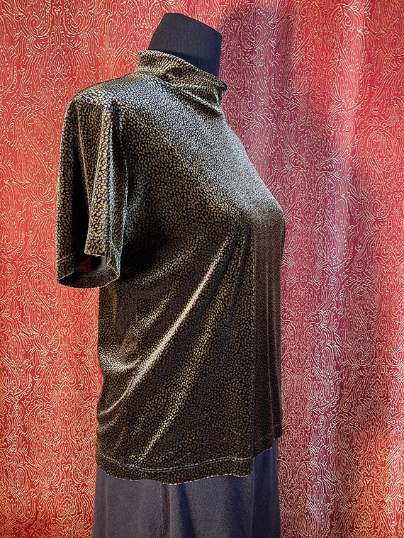 M/ Vintage Grunge Mock Neck Top, 90’s Velour Velv… - image 6