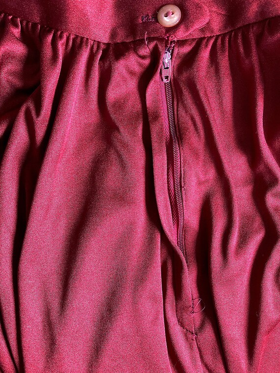 S/ Vintage Burgundy Circle Skirt, Gorgeous 70’s D… - image 9