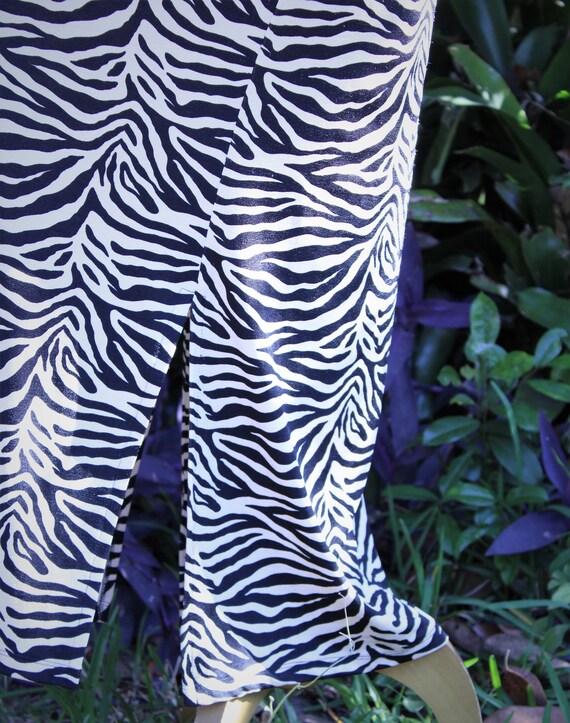 L/ Vintage Zebra Print Skirt, Black and White Spa… - image 6