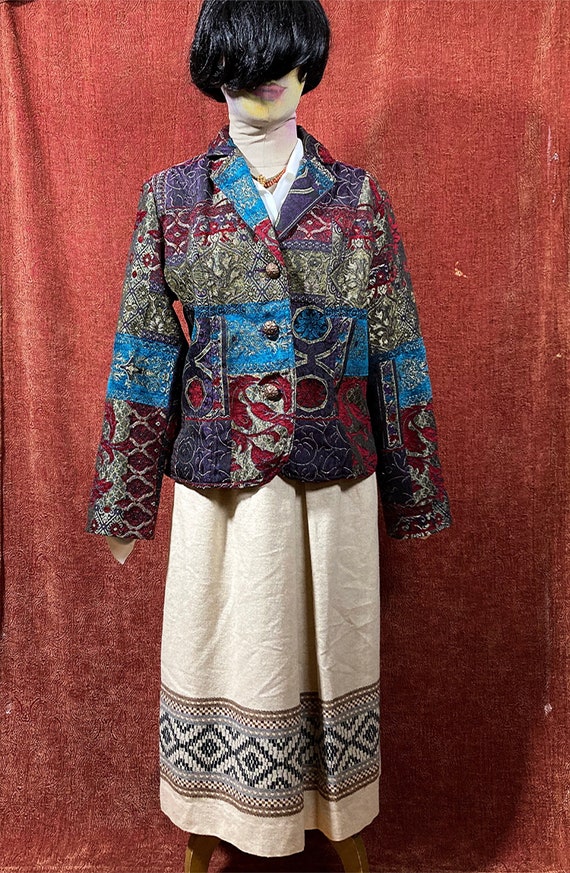 M-L/ Vintage Tapestry Blazer/Jacket by ELCC, Multi