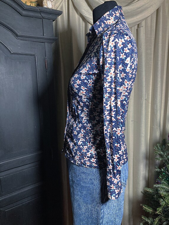Vintage Blue Floral Shirt XL main image 1