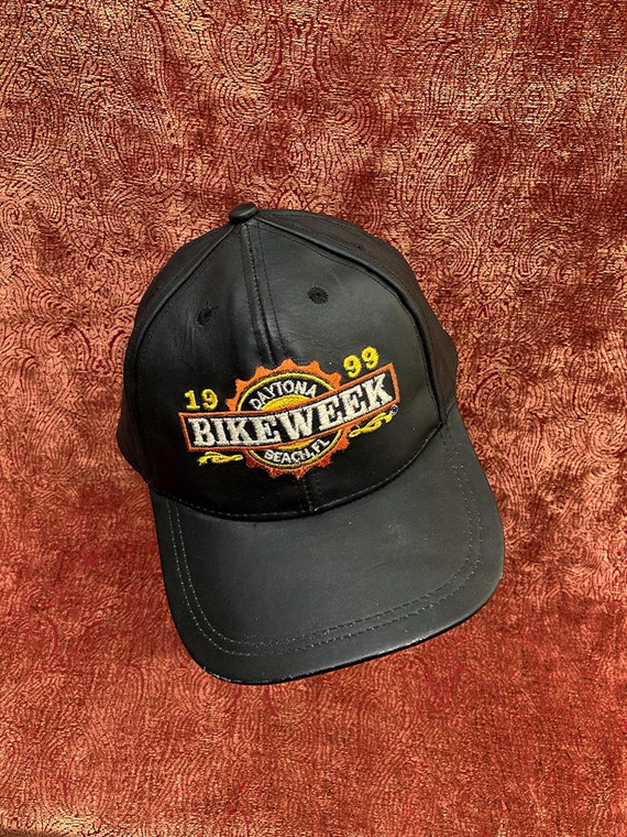Vintage Bike Week Hat, 1999 Leather Daytona Beach Bik… Gem