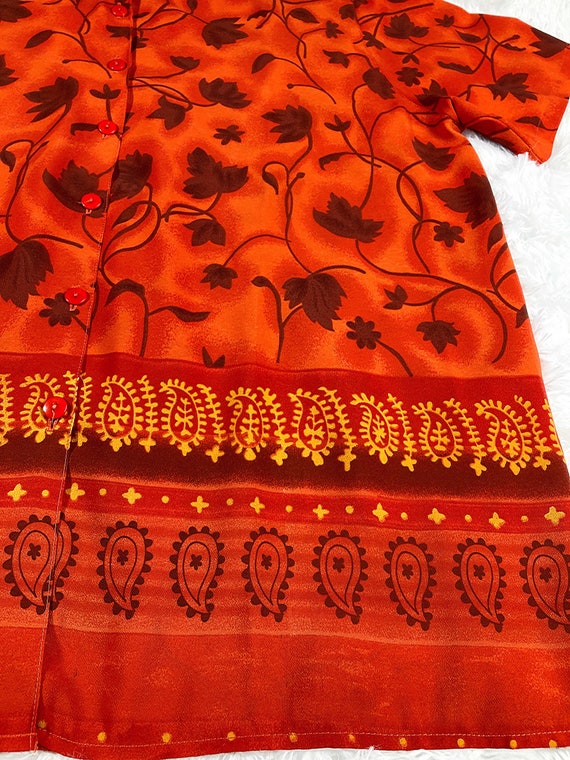 2X/ Vintage Orange Fall Leaves Shirt, Hawaiian St… - image 5