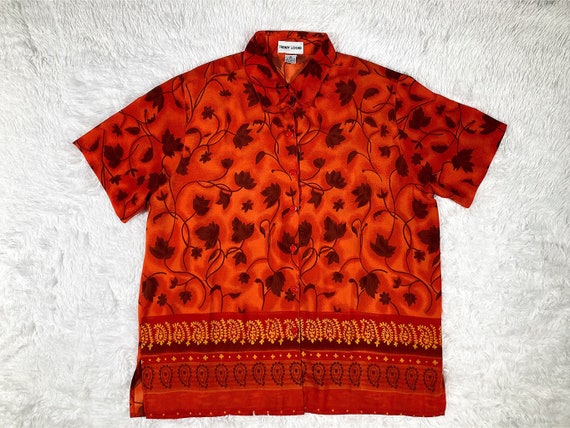 2X/ Vintage Orange Fall Leaves Shirt, Hawaiian St… - image 1