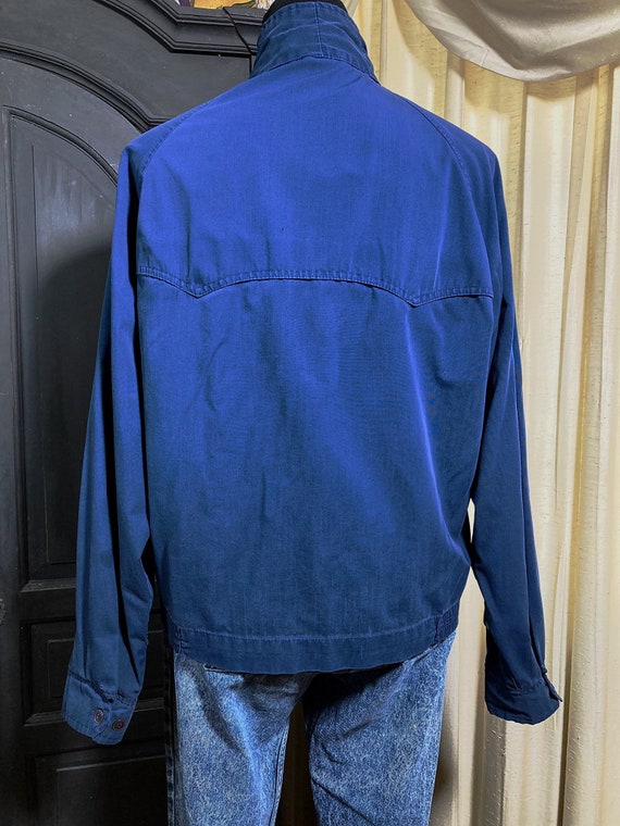 M-L/ Vintage Work Jacket, 70’s Navy Blue Distress… - image 4