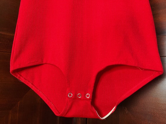 S/ Vintage Sleeveless Red Bodysuit, 60’s 70’s Red… - image 10