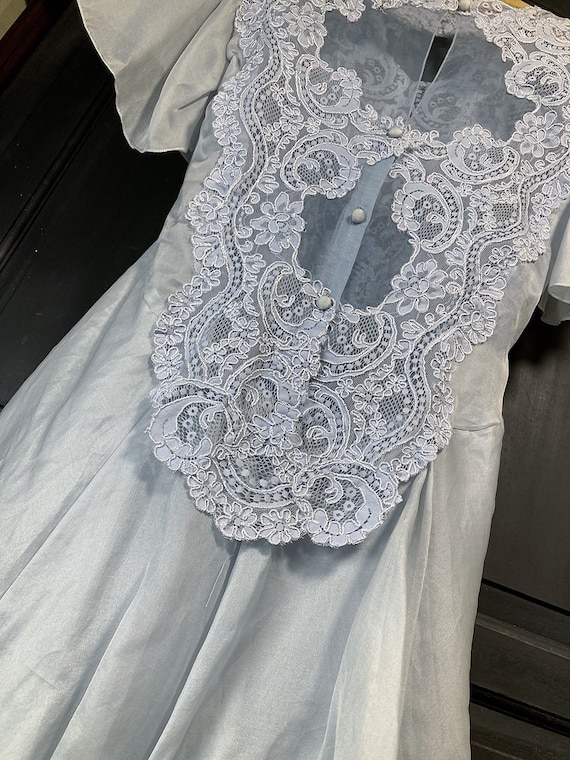 S-M/ Vintage 80’s Blue Silk Wedding Dress Capricc… - image 5