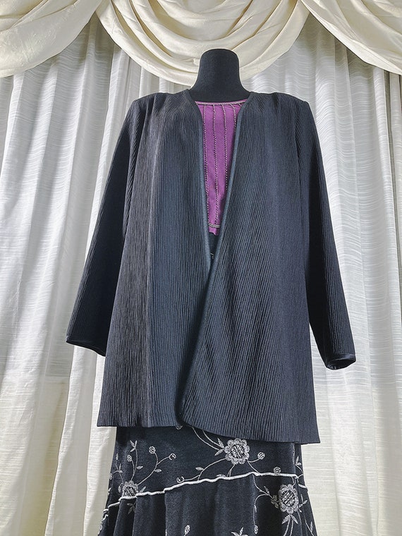 XL/ Vintage Plisse Cardigan, Long Sleeve Open Jac… - image 2