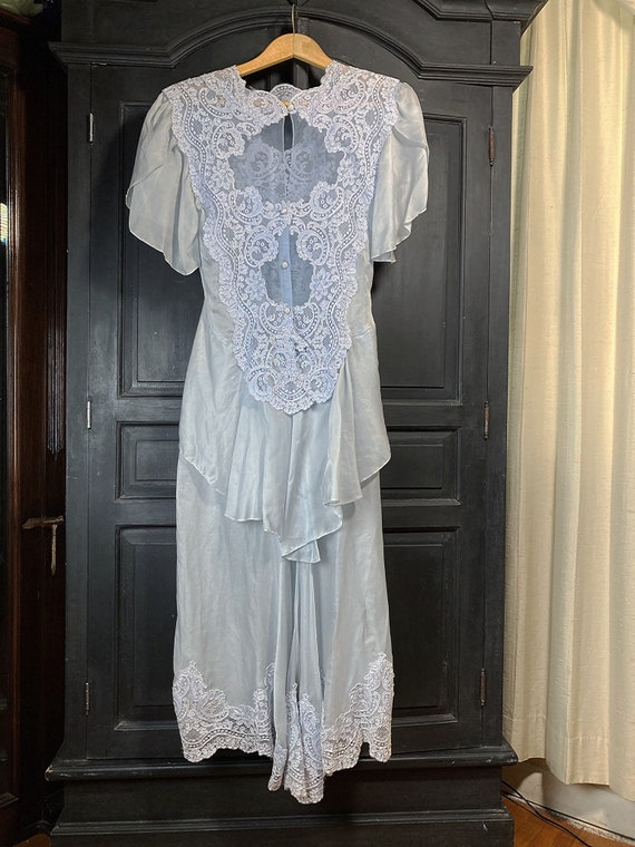 S-M/ Vintage 80’s Blue Silk Wedding Dress Capricc… - image 2