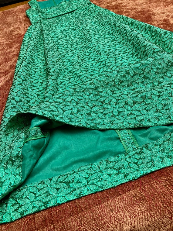S-M/ Vintage Emerald Green Hostess Dress, 60’s 70… - image 9