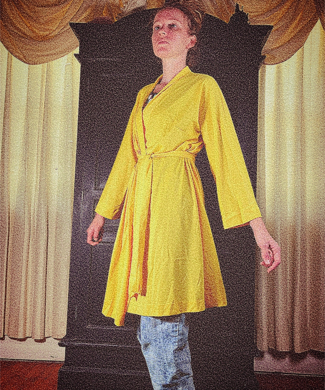 M/ Vintage Yellow Vanity Fair Robe, 60s 70s Mid Length Robe With Sash ...