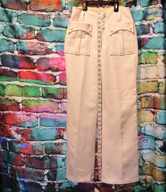 S/ Vintage Disco Pants,White Sailor Pants,Wide Le… - image 7