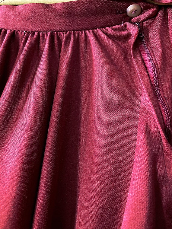 S/ Vintage Burgundy Circle Skirt, Gorgeous 70’s D… - image 5