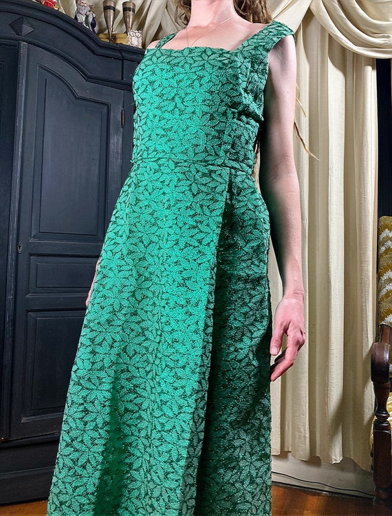 S-M/ Vintage Emerald Green Hostess Dress, 60’s 70… - image 7