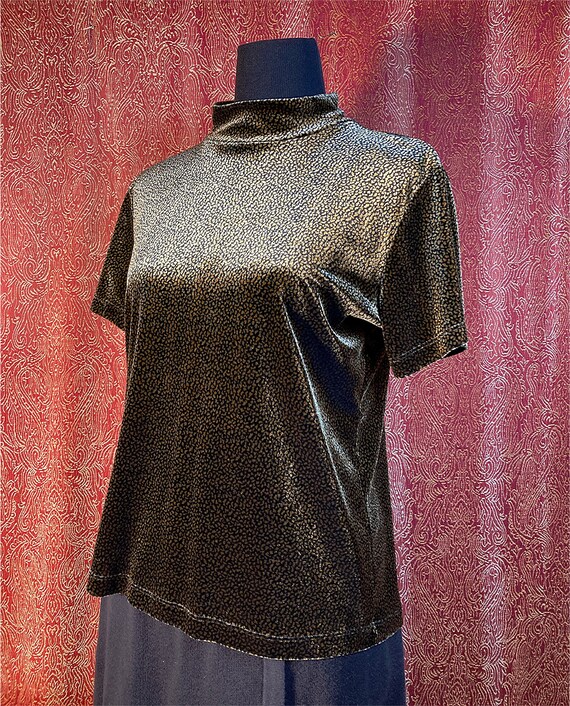 M/ Vintage Grunge Mock Neck Top, 90’s Velour Velv… - image 3