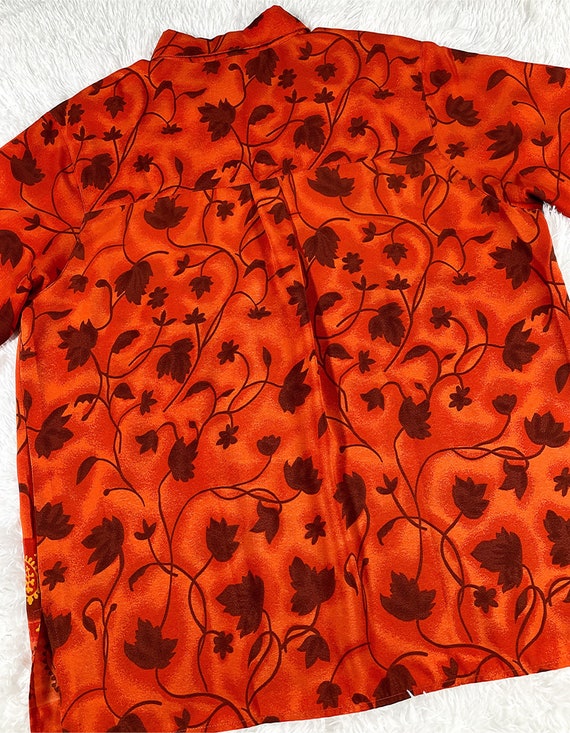 2X/ Vintage Orange Fall Leaves Shirt, Hawaiian St… - image 4