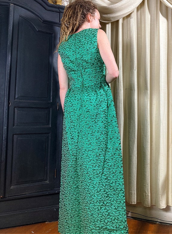 S-M/ Vintage Emerald Green Hostess Dress, 60’s 70… - image 2
