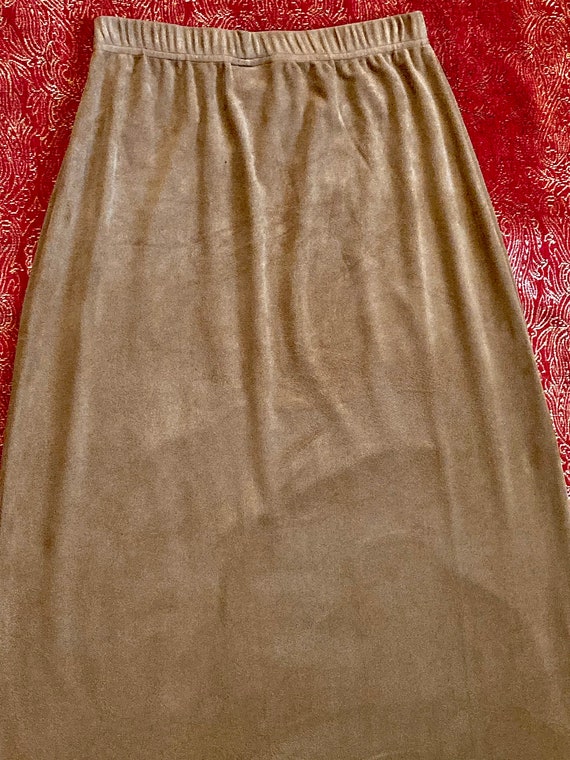 S/ Vintage Brown Maxi Skirt with Suede Feel, Long… - image 10