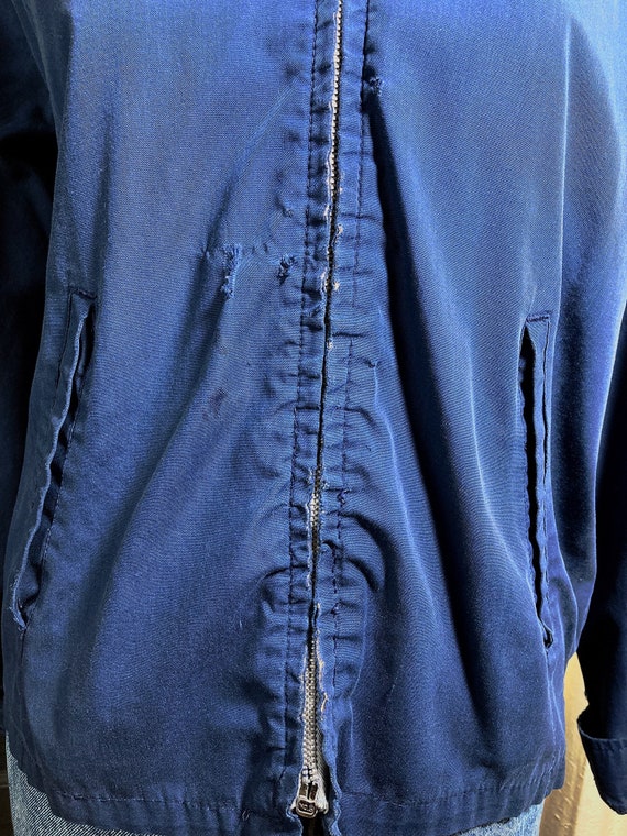 M-L/ Vintage Work Jacket, 70’s Navy Blue Distress… - image 7