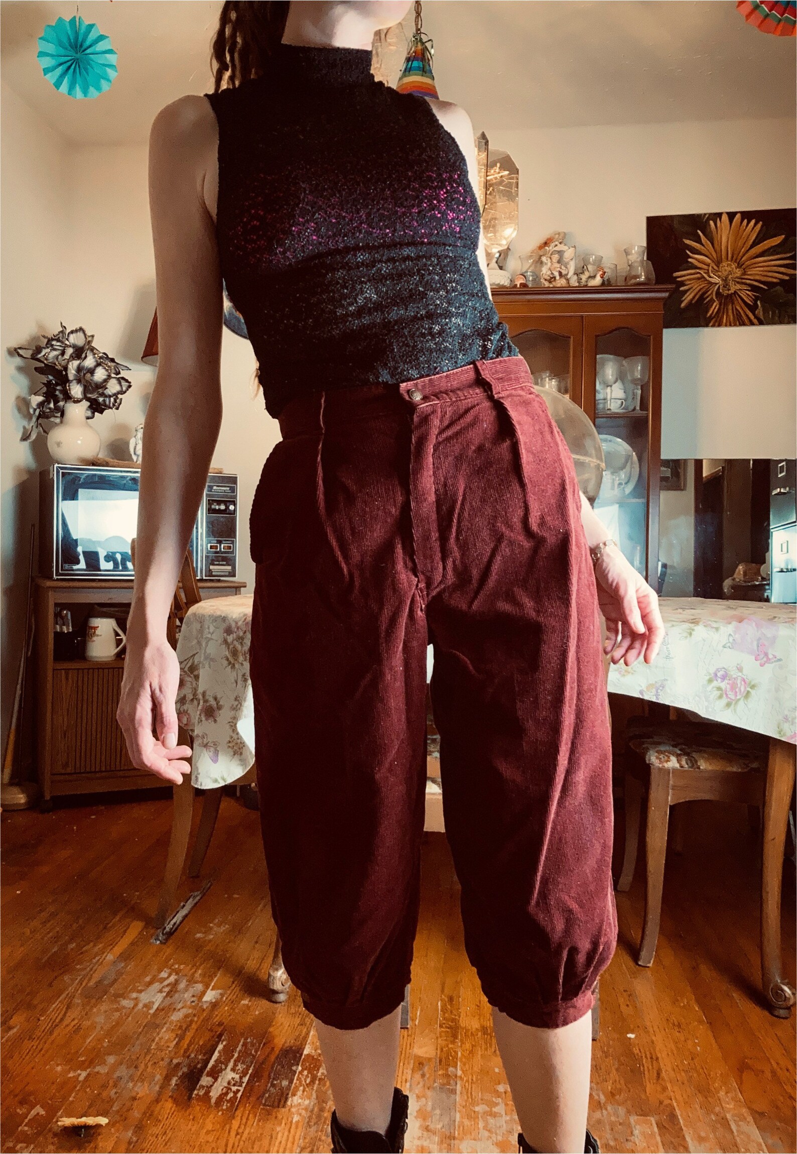 XSS/ Vintage Dark Red Corduroy Culottes/Capris 70s Burgundy Etsy