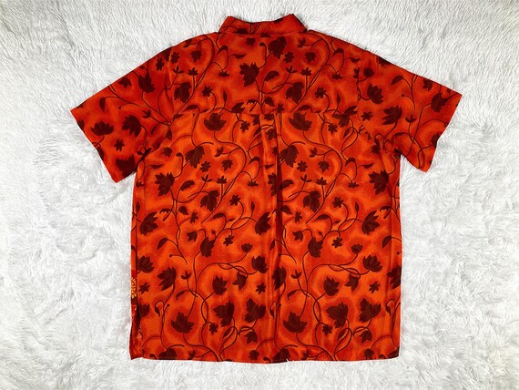 2X/ Vintage Orange Fall Leaves Shirt, Hawaiian St… - image 2