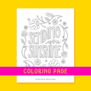 Sending You Sunshine Coloring Page - DIGITAL DOWNLOAD