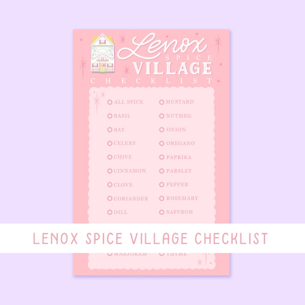 Lenox Spice Village Checklist | Digital Download