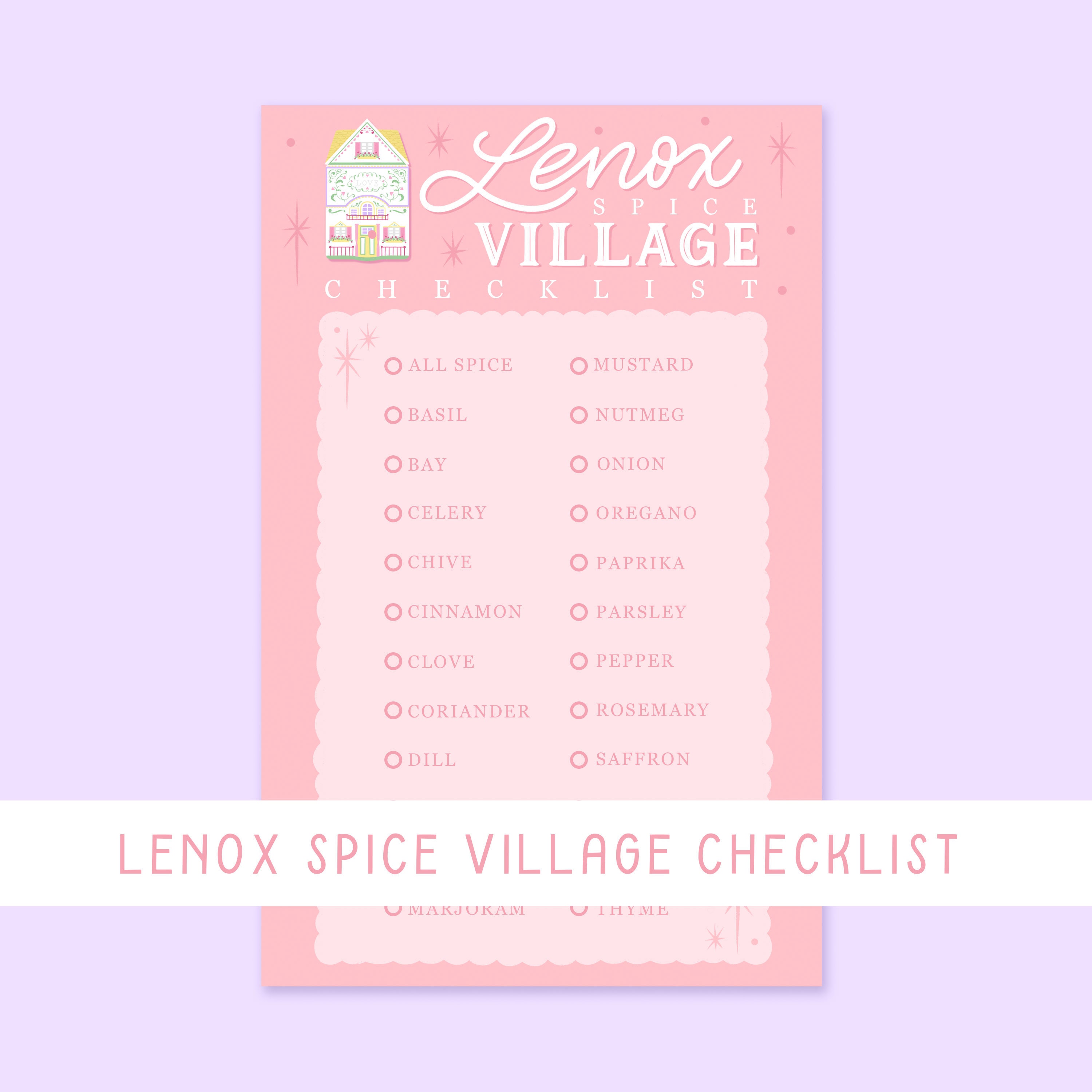 Lenox Spice Village Checklist Digital Download Etsy Australia