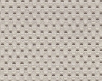 1+ Yards Vintage Ford White Auto Vinyl w/ Basket Weave Pattern