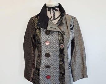 Vintage 00s 2000s Desigual indiecore whimsigoth patchwork patterned blazer jacket