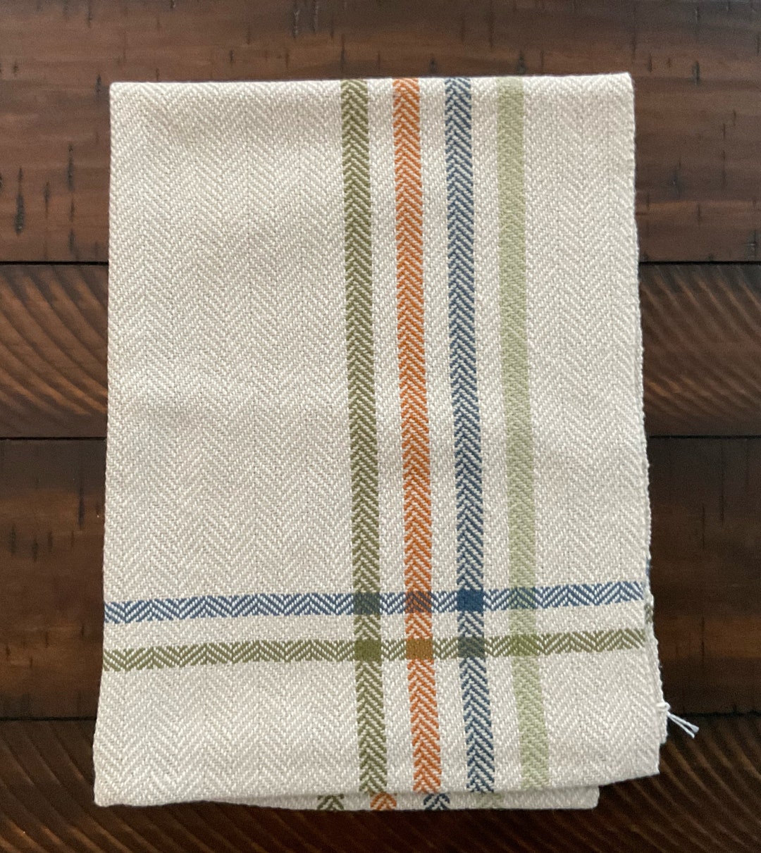 Hand Woven Kitchen Towel Beige Color With Stripes in Twill Etsy