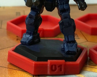 Coloured and Numbered Hex  Bases | American Mecha | Compatible with Battletech