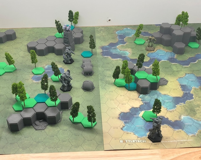 Hills for Grassland D Battlemat - 3D Printed Terrain & Hills compatible with BT/American Mecha