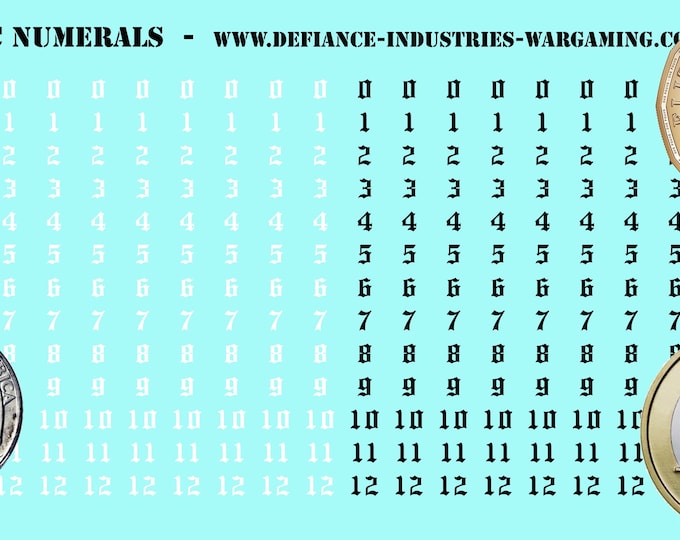 Generic Markers - Gothic Numerals | American Mecha | Premium Decals | Compatible with BT and other 6mm Wargames