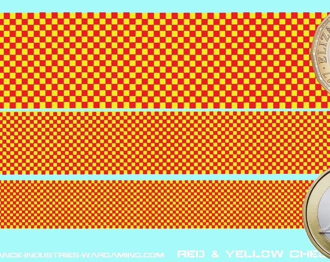 Red & Yellow Checkers - Premium Waterslide Decals for Battletech with white background