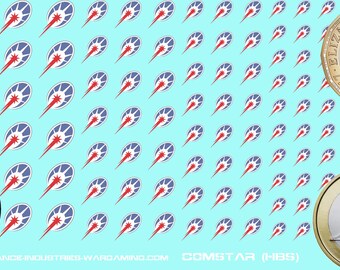 Comstar (HBS) - 126x Premium Waterslide Decals for Battletech with white background