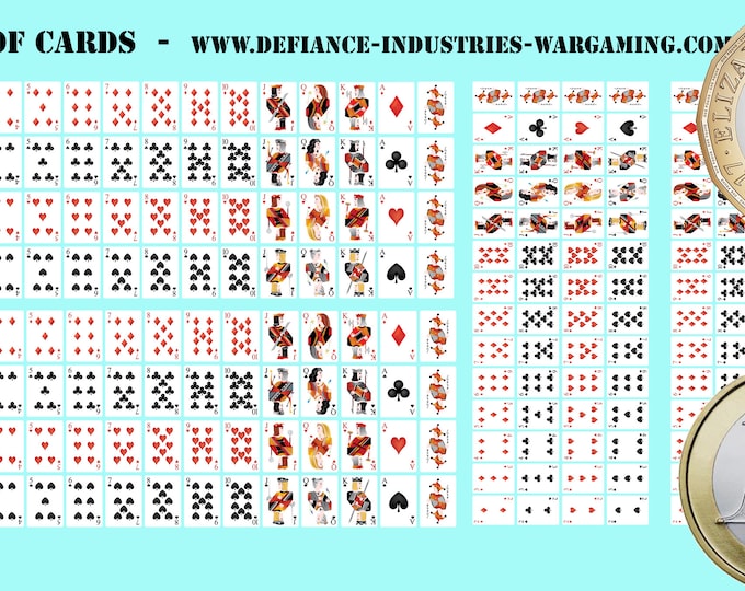 Playing Cards - 224x Premium Waterslide Decals for Battletech with white background