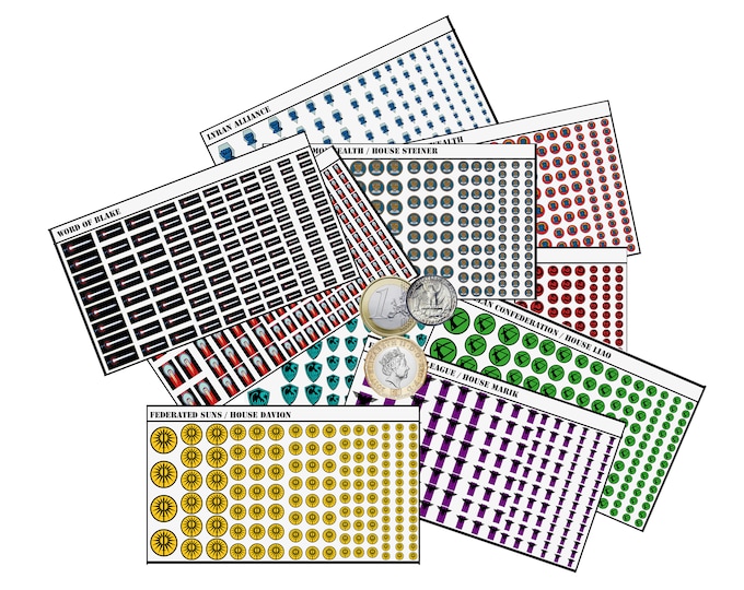 Inner Sphere Factions - Waterslide Decals | American Mecha | Compatible with BT and other 6mm Tabletop Wargames
