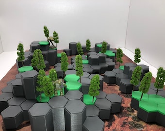 Wood Hexes compatible with BT/American Mecha Hills - 3D Printed Terrain & Hills compatible with BT/American Mecha