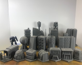 Hostile Environments CityTech Set (Individual Buildings)  - Mapscale Buildings | American Mecha | Compatible with BT and other 6mm Wargames