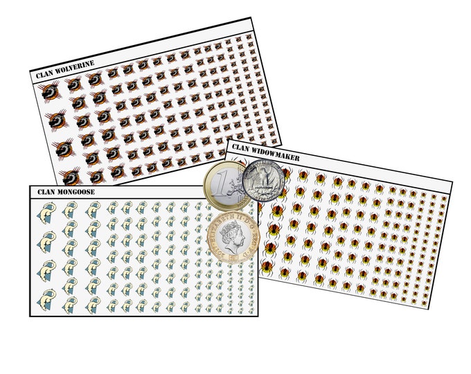 Lost Clans - Waterslide Decals | American Mecha | Compatible with BT and other 6mm Tabletop Wargames