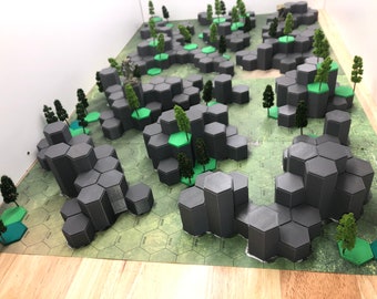 Hills for Grassland A Battlemat - 3D Printed Terrain & Hills compatible with BT/American Mecha