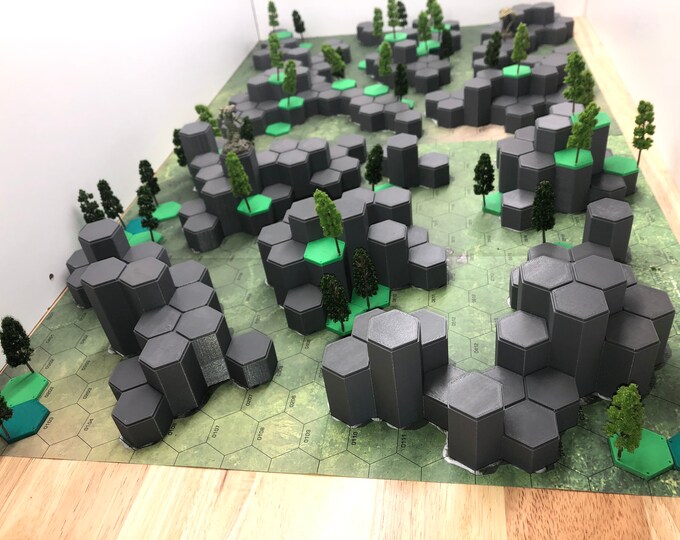 Hills for Grassland A Battlemat - 3D Printed Battletech Terrain & Hills