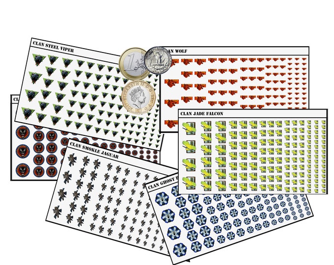 Invading Clans - Waterslide Decals | American Mecha | Compatible with BT and other 6mm Tabletop Wargames