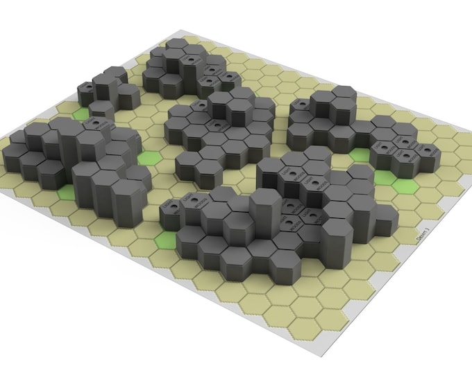 Hills for Desert #3 Mapsheet - 3D Printed Battletech Terrain & Hills