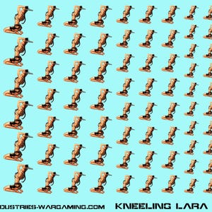 May include: A repeating pattern of a woman in a kneeling pose on a light blue background. The woman is wearing a black bikini top and a brown skirt. The image also includes a US quarter and a British one pound coin.