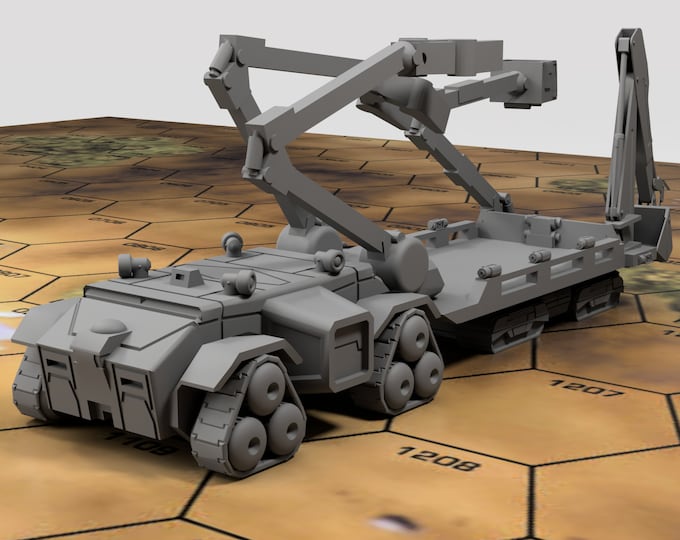 O-66 HMRV "Oppie" Recovery Vehicle and Salvage Bed | DIW Exclusive | American Mecha | Compatible with BT and other 6mm Tabletop Wargames