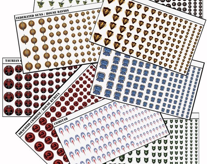 HBS Factions - Waterslide Decals | American Mecha | Compatible with BT and other 6mm Tabletop Wargames