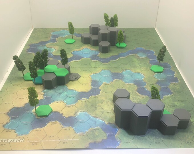 Hills for Grassland Streams Mapsheet - 3D Printed Terrain & Hills | American Mecha | Compatible with BT and other 6mm Tabletop Wargames