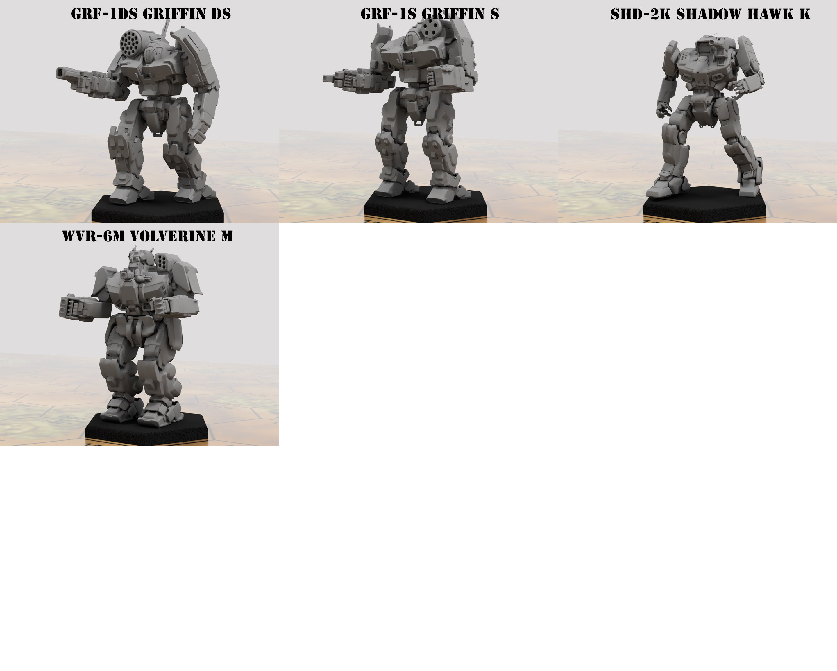 Battletech Miniatures Printed on Demand Special Variants Mechs MWO Style 